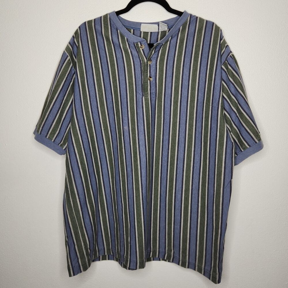 Vintage Willow Bay Stripe Henley Short Sleeve Skate Skater Grunge 90s XL
